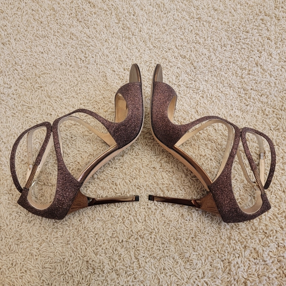 Jimmy Choo Bronze Paloma Lang 110 Glitter Sandals Size 10 - Picture 4 of 15